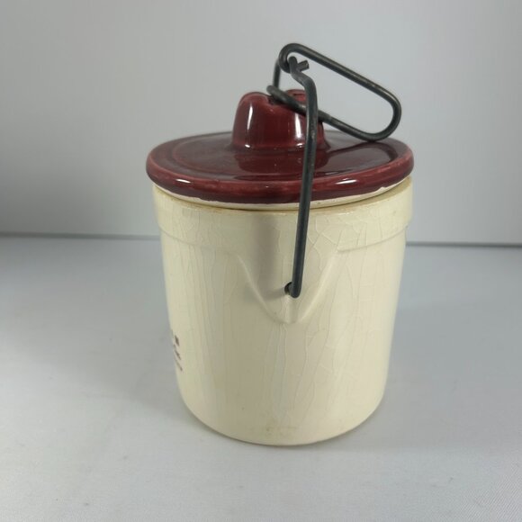 Vintage Wisconsin Pioneer Cheese Crock Metal Bail Storage Canister Pottery READ - Picture 2 of 9